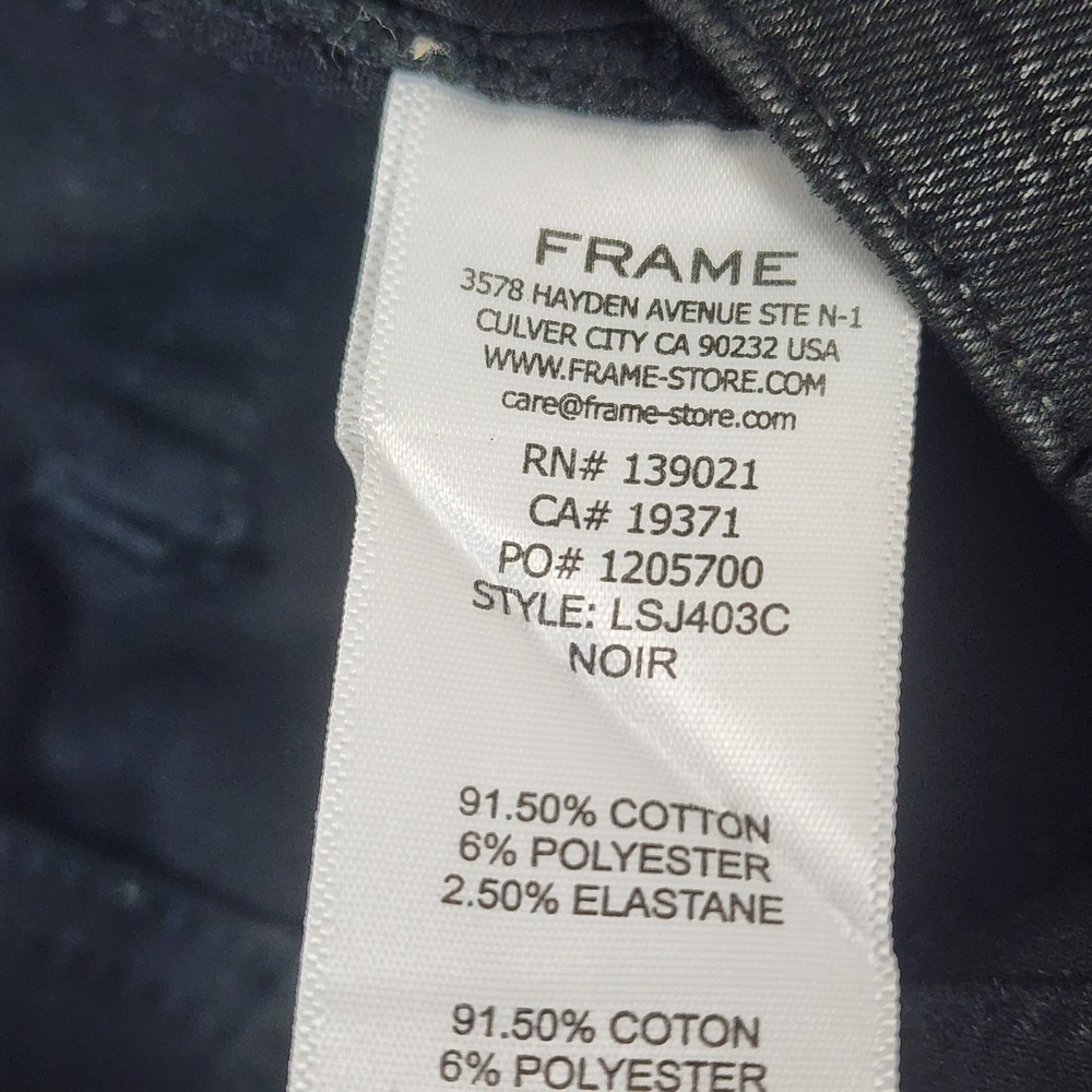 Frame Le Skinny Jeans Women's 25 Black Coated Mid Rise $258 - Picture 6 of 12
